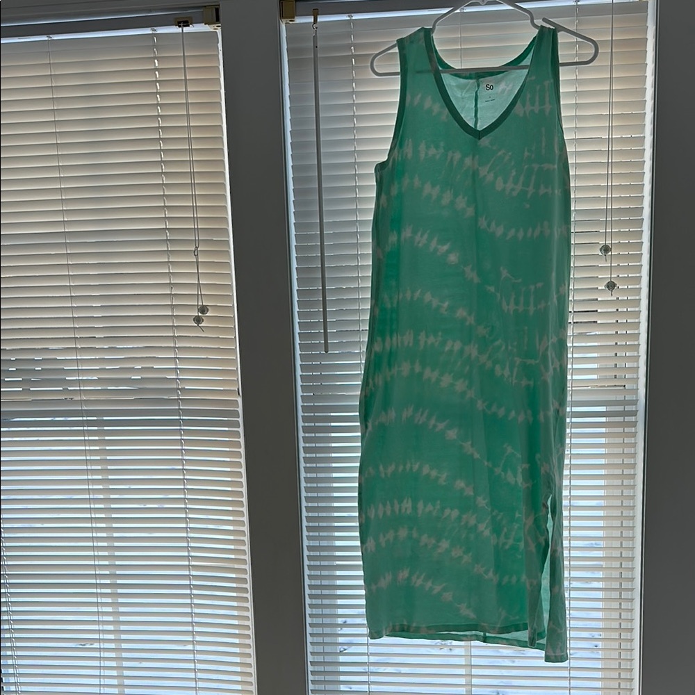 Green Tie-Dye Sleeveless Maxi Dress
